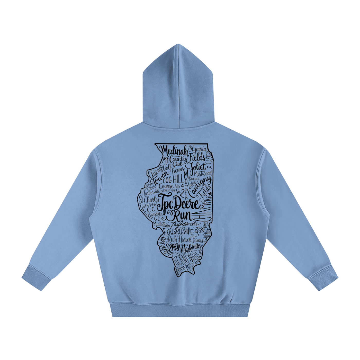 Illinois Course Map Oversize Fleeced Hoodie