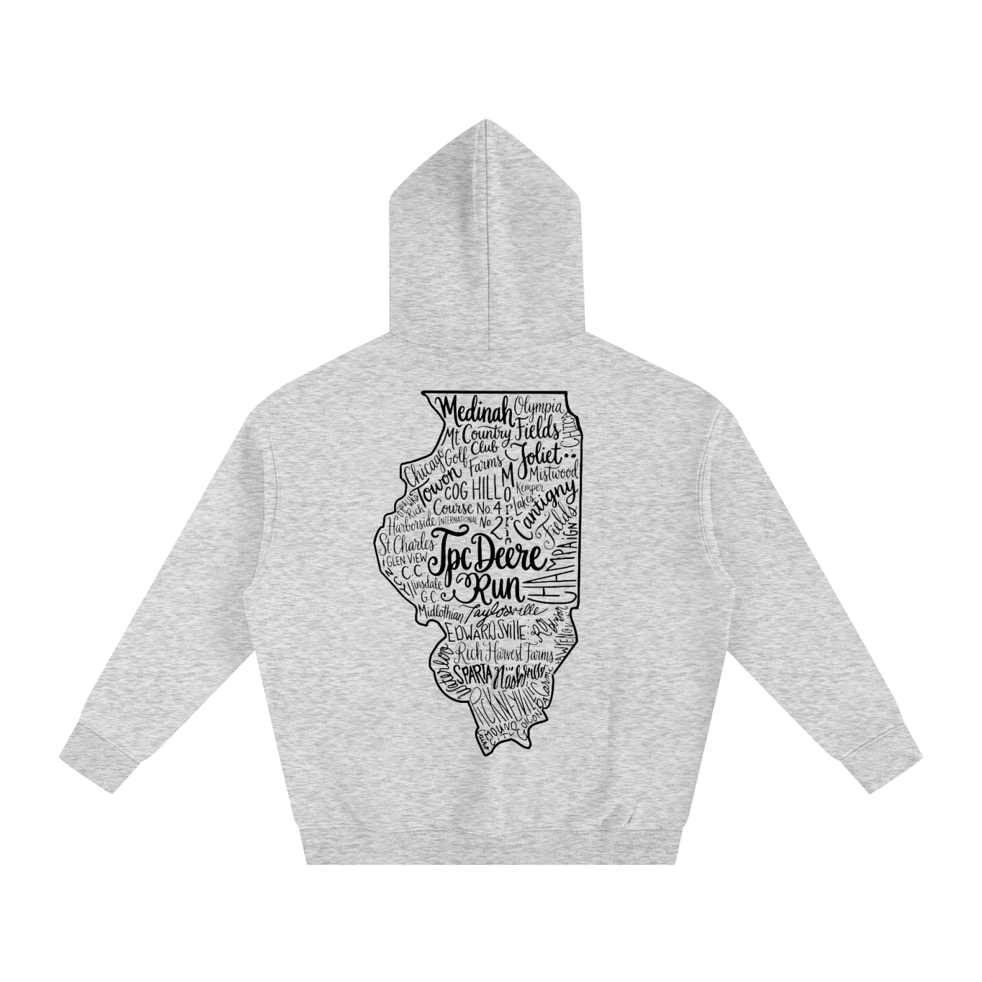 Illinois Course Map Oversize Fleeced Hoodie