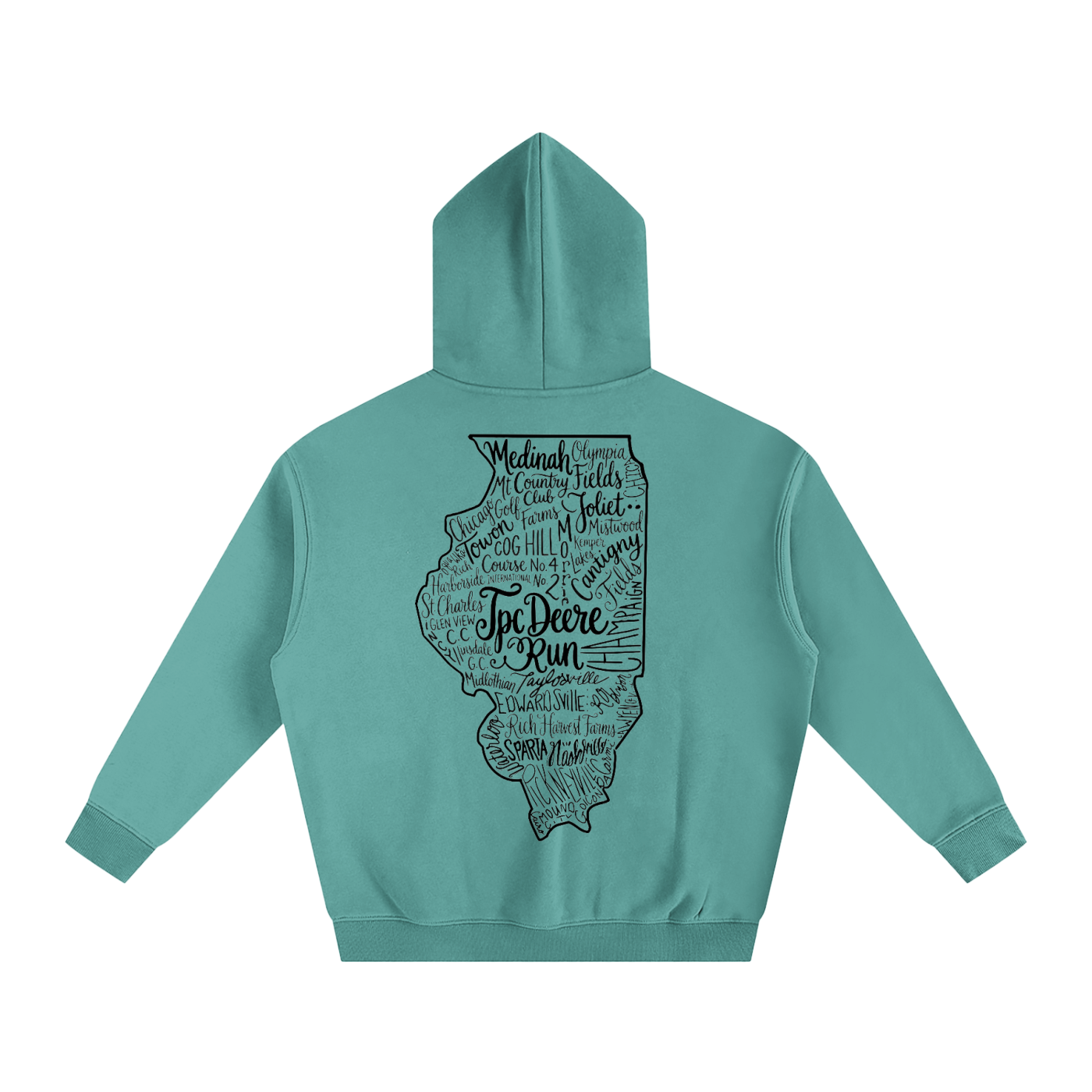 Illinois Course Map Oversize Fleeced Hoodie