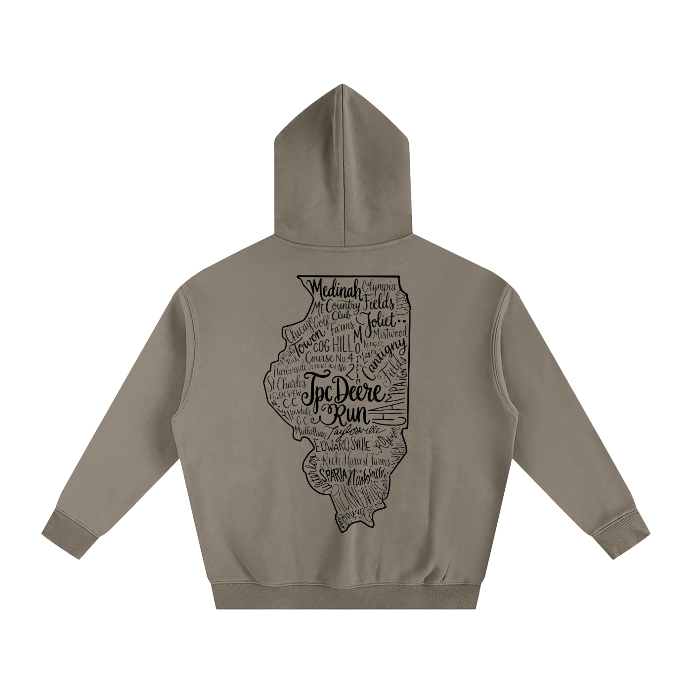 Illinois Course Map Oversize Fleeced Hoodie