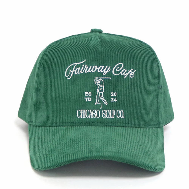 The Fairway Cafe Hat - Green Corduroy