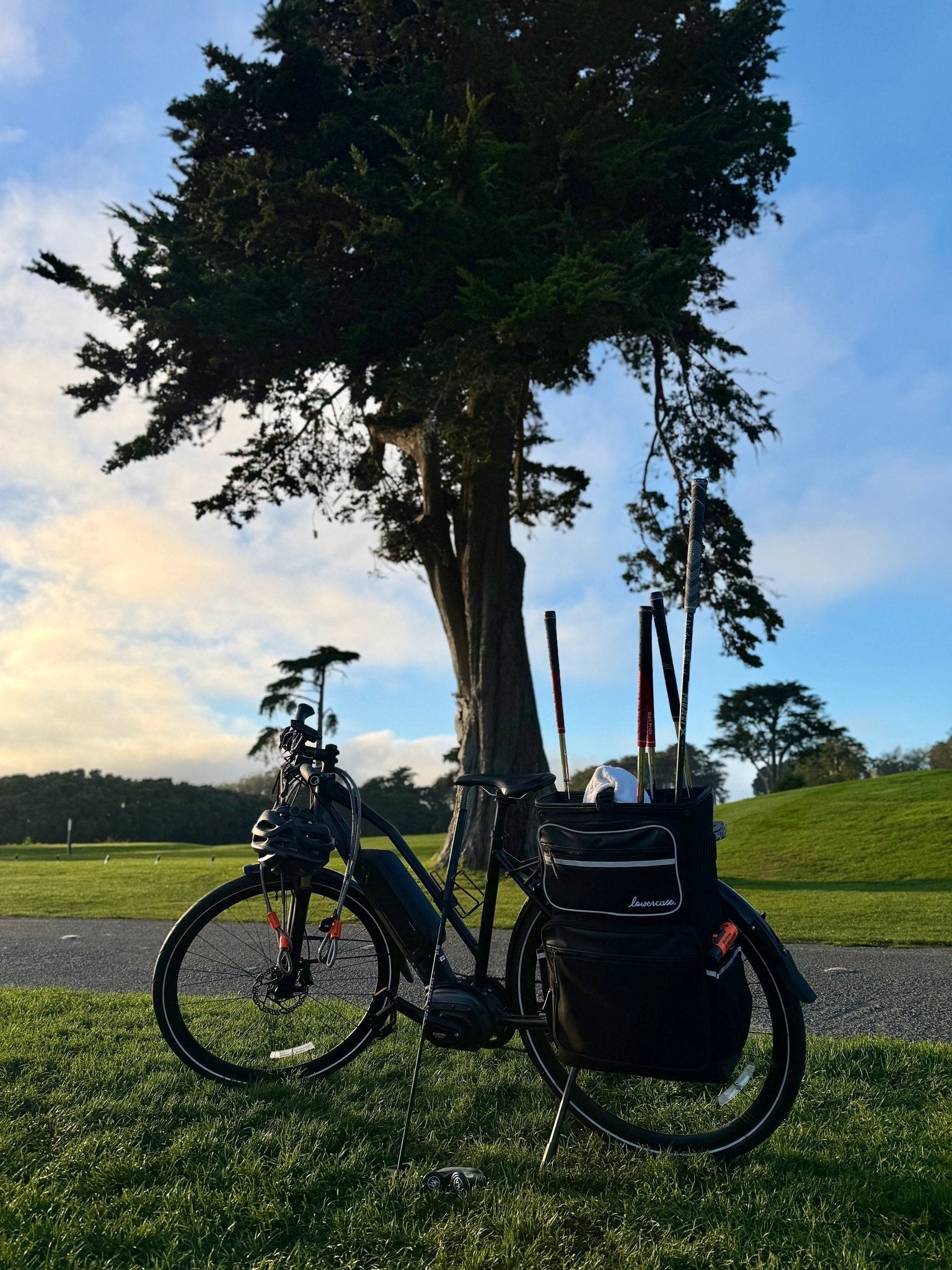 the lowercase golf backpack and pannier bag