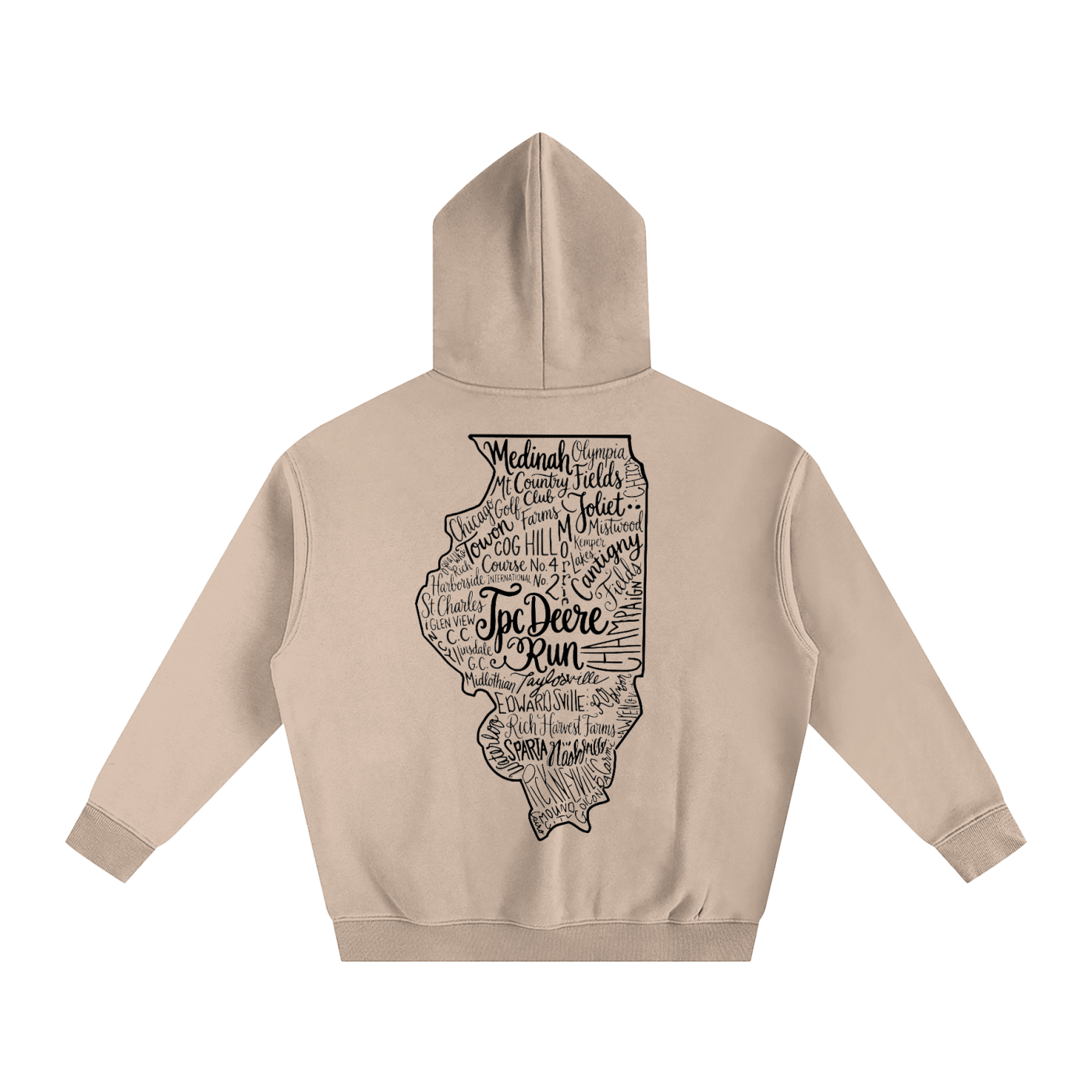 Illinois Course Map Oversize Fleeced Hoodie